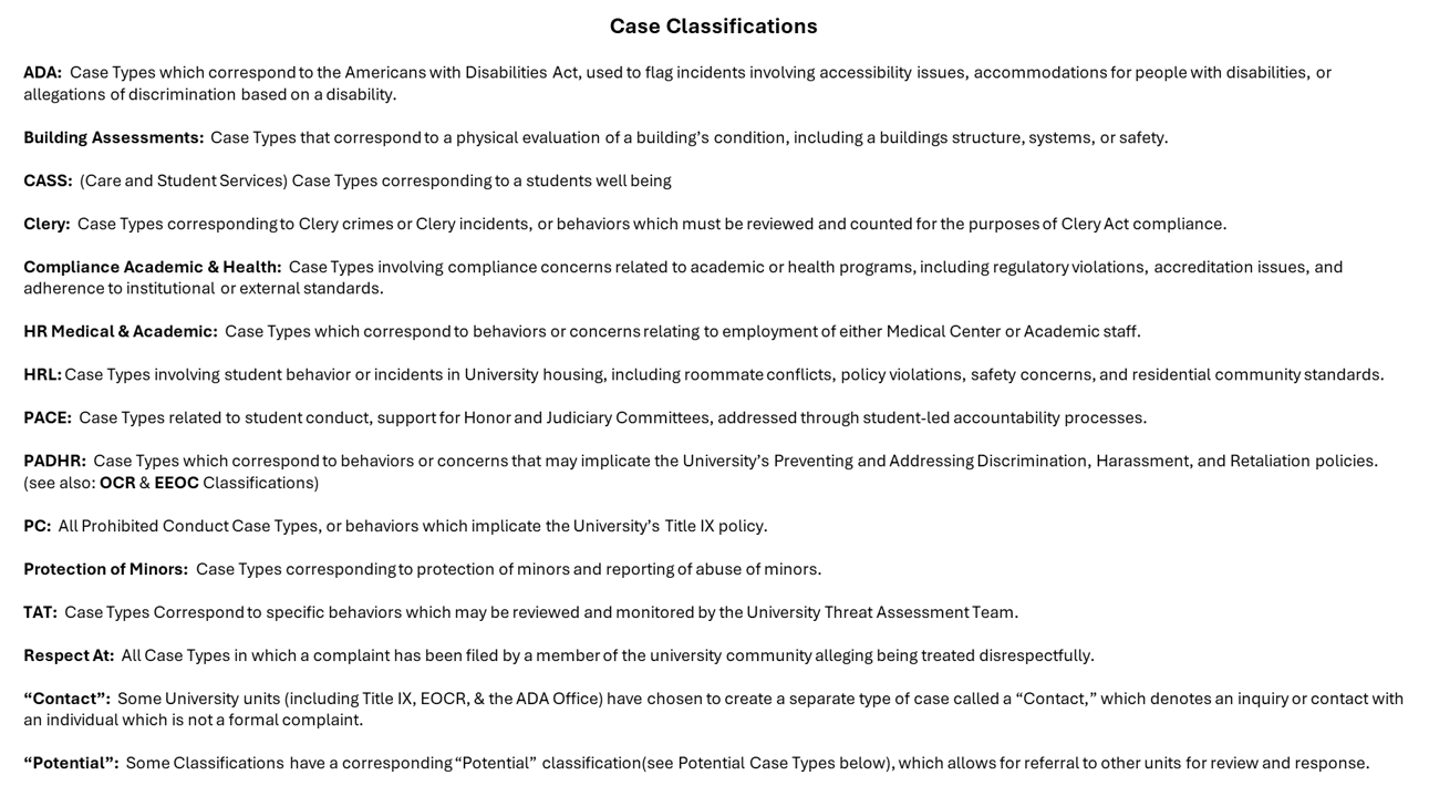 Case Classifications